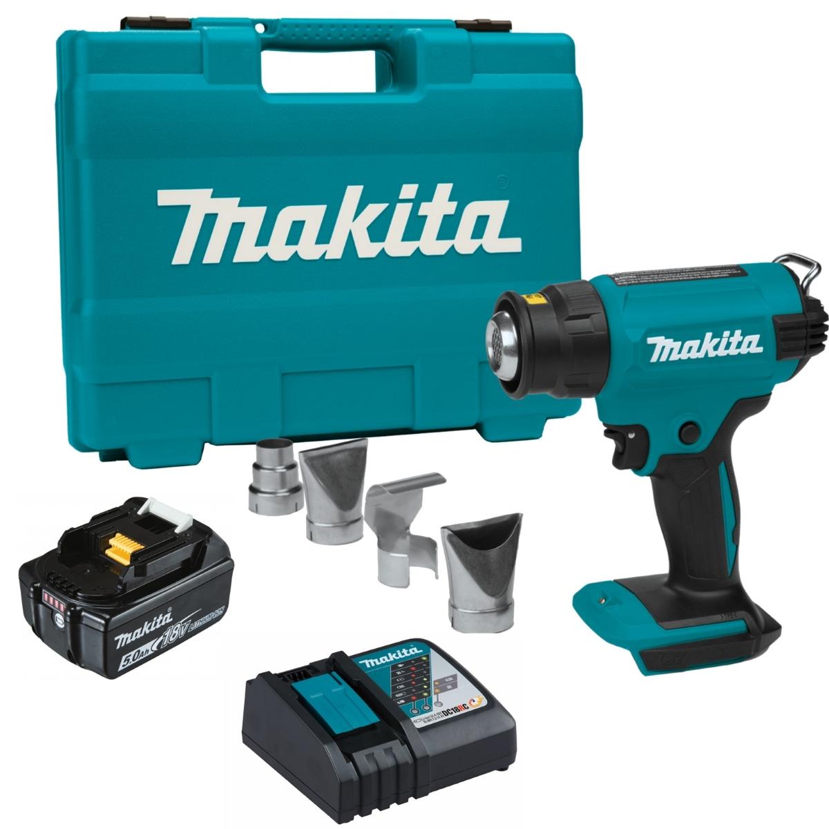 Soprador Termico Sem Fio 18V Portátil 500°C Com 1 Bateria Carregador Tubeiras Maleta DHG180RT Makita