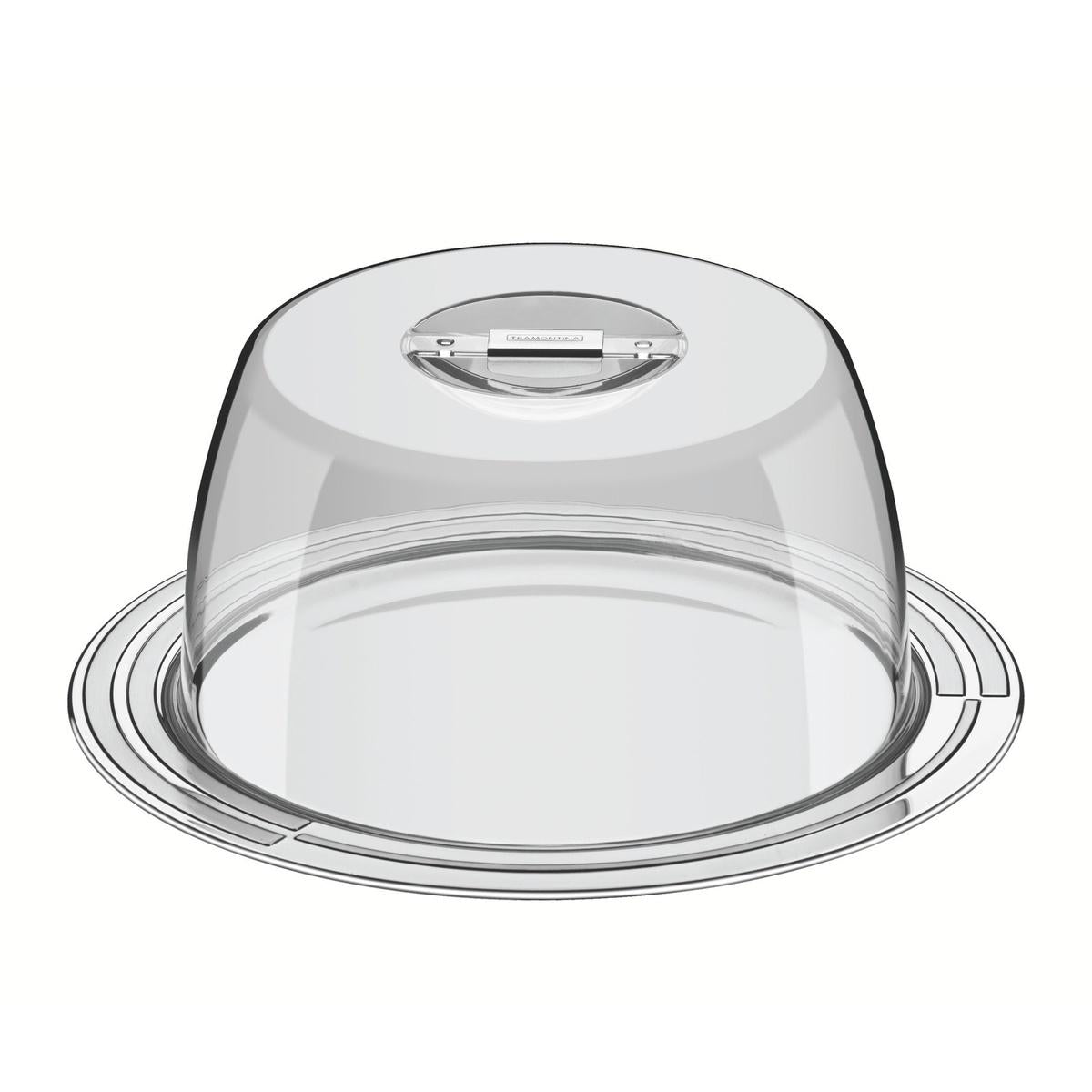 Porta-Queijo Tramontina Ciclo Em Aço Inox 25 Cm Com Tampa Transparente
