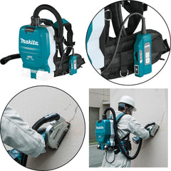 Aspirador de Pó Costal Portátil 1,5L Sem Fio 36V HEPA Com AWS Motor BL Mangueira DVC265ZX Makita