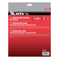 Folha de Lixa para Metal P120 230x280mm 10 Peças MTX 7561055 Base de Papel