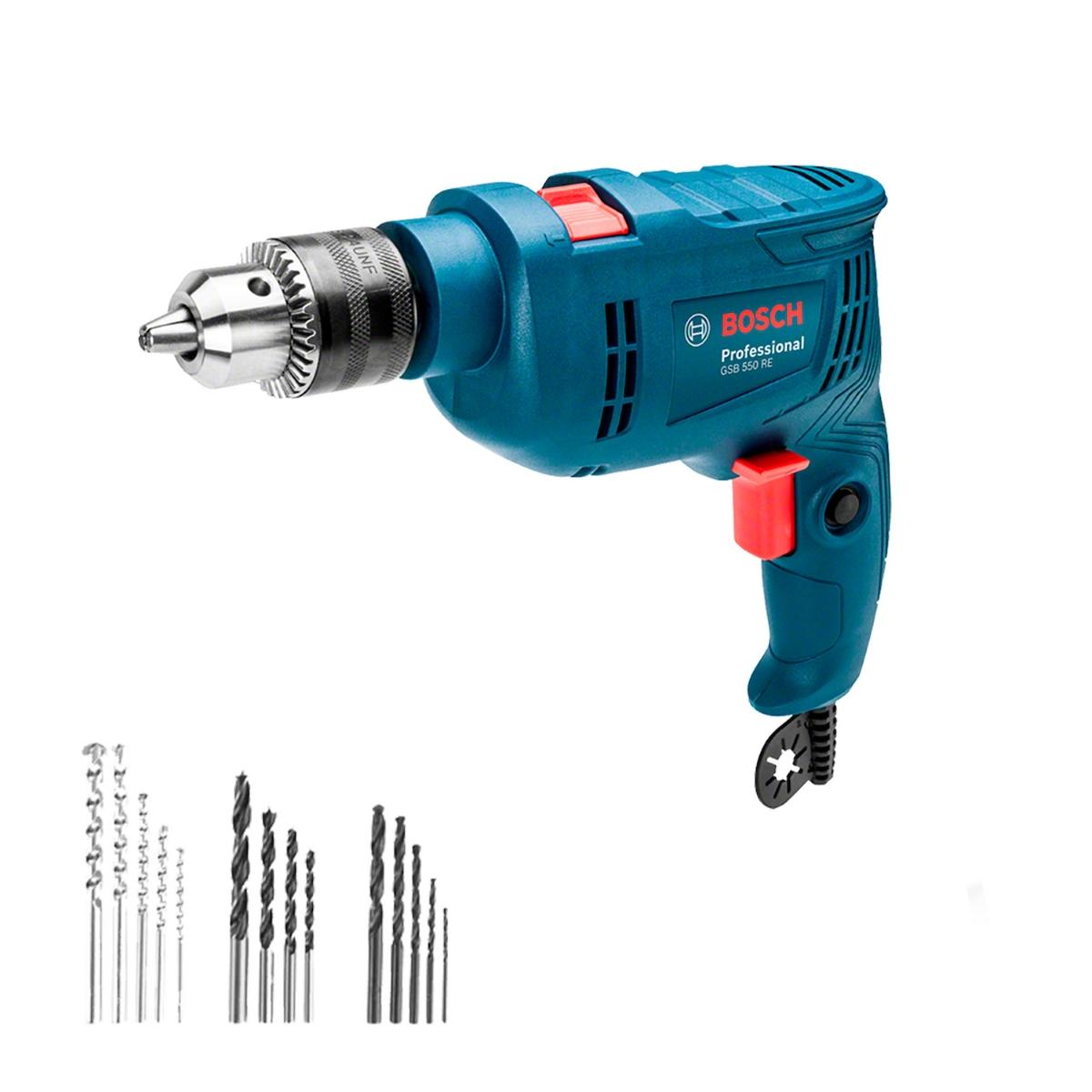 Furadeira De Impacto Bosch Gsb 550 550W 220V 14 Acessórios