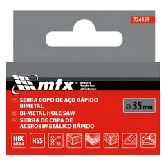 Serra Copo Bimetálica 35mm MTX 5/8'' 18UNF Aço Rápido para Metal