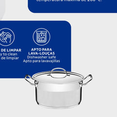 Caçarola Tramontina Professional Fundo Triplo 20 Cm 3,6 L Aço Inox Tampa Plana Indução Forno 260°C
