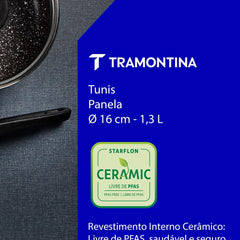 Panela Tramontina Tunis 16 Cm 1,3 L Antiaderente Cerâmica Indução Alumínio Rosa Trufado 2,5 Mm