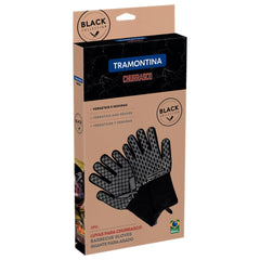 Luva De Proteção Térmica Tramontina Churrasco Black 02 Peças Em Aramida E Silicone Profissional