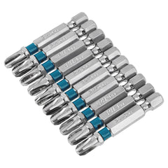 Bits Phillips Ph3 Aço Rápido 50mm 10 Peças - Dureza 54-58 HRC, Haste 1/4', Magnético