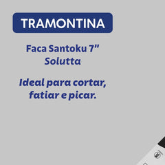 Faca Santoku Tramontina Solutta 7 Polegadas Aço Inox Cabo Policarbonato Fibra De Vidro Profissional