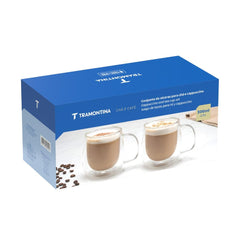 Conjunto De 2 Xícaras Tramontina Vidro Duplo Para Chá E Cappuccino 300ml Design Sofisticado