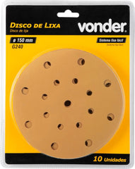 Disco De Lixa Com Costado Em Pluma 6'' 150mm Grão 240 Vonder