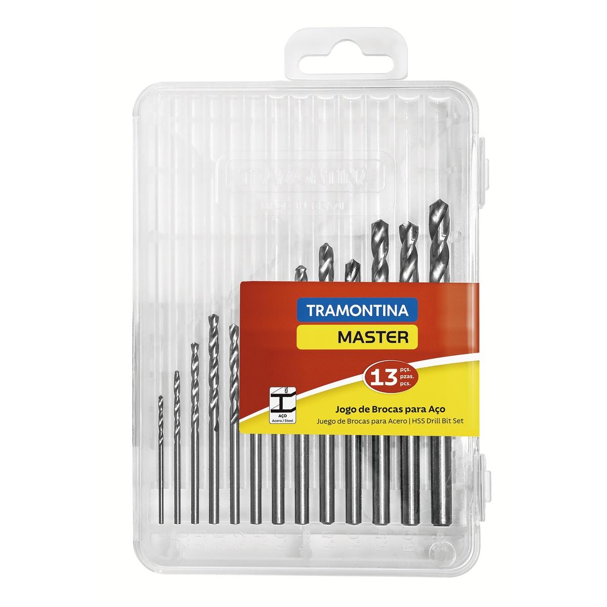 Jogo de Brocas HSS para Aço Tramontina MASTER DIN 338 13 Peças 1.5mm a 6.5mm