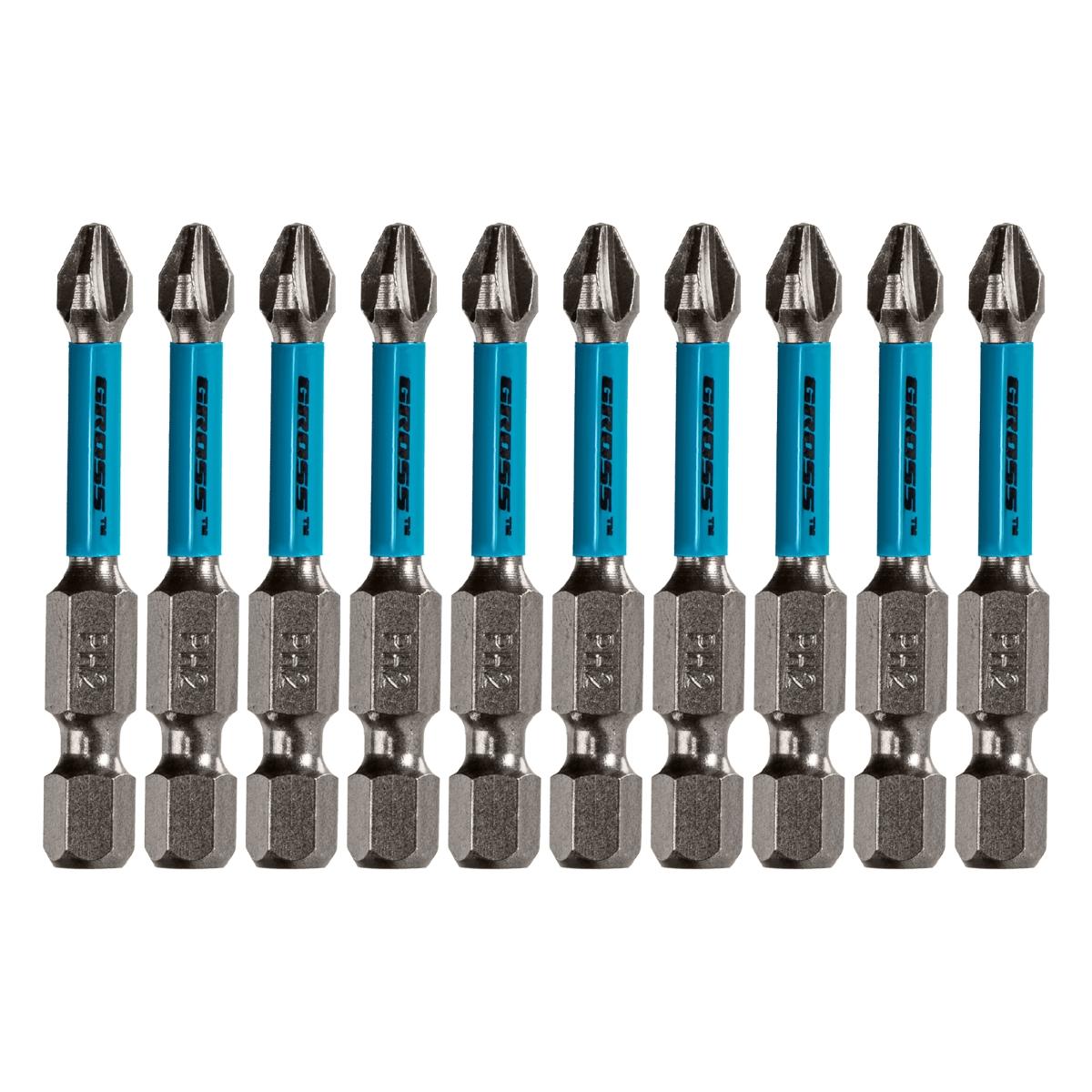 Bits Torção PH2 50mm 10PCS 1/4'' Gross 1149355 Aço Japonês S2
