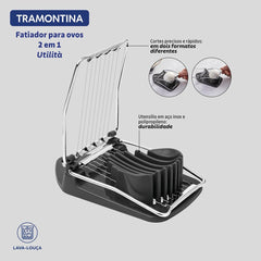 Fatiador De Ovos 2 Em 1 Tramontina Utilita Aço Inox E Polipropileno Cinza Corte Preciso Prático
