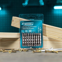 Bits Ponta Dupla Ph2-Ph2 45mm Aço Rápido 10 Unidades – Parafusadeira e Furadeira