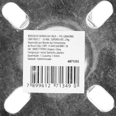 Rodízio Giratório 50mm 27kg Borracha PVC Sem Freio MTX 6871355 Durável