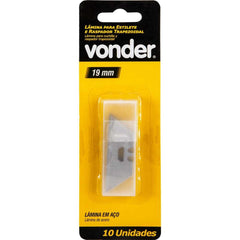 Lamina Trapezoidal Estilete Raspador 19x58mm 0,6mm 10Pcs Vonder 3599018210 Aço Resistente