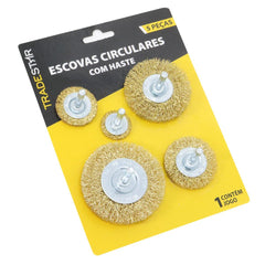 Jogo Escova Circular de Aço Haste 1/4" 5 Peças Tradestar