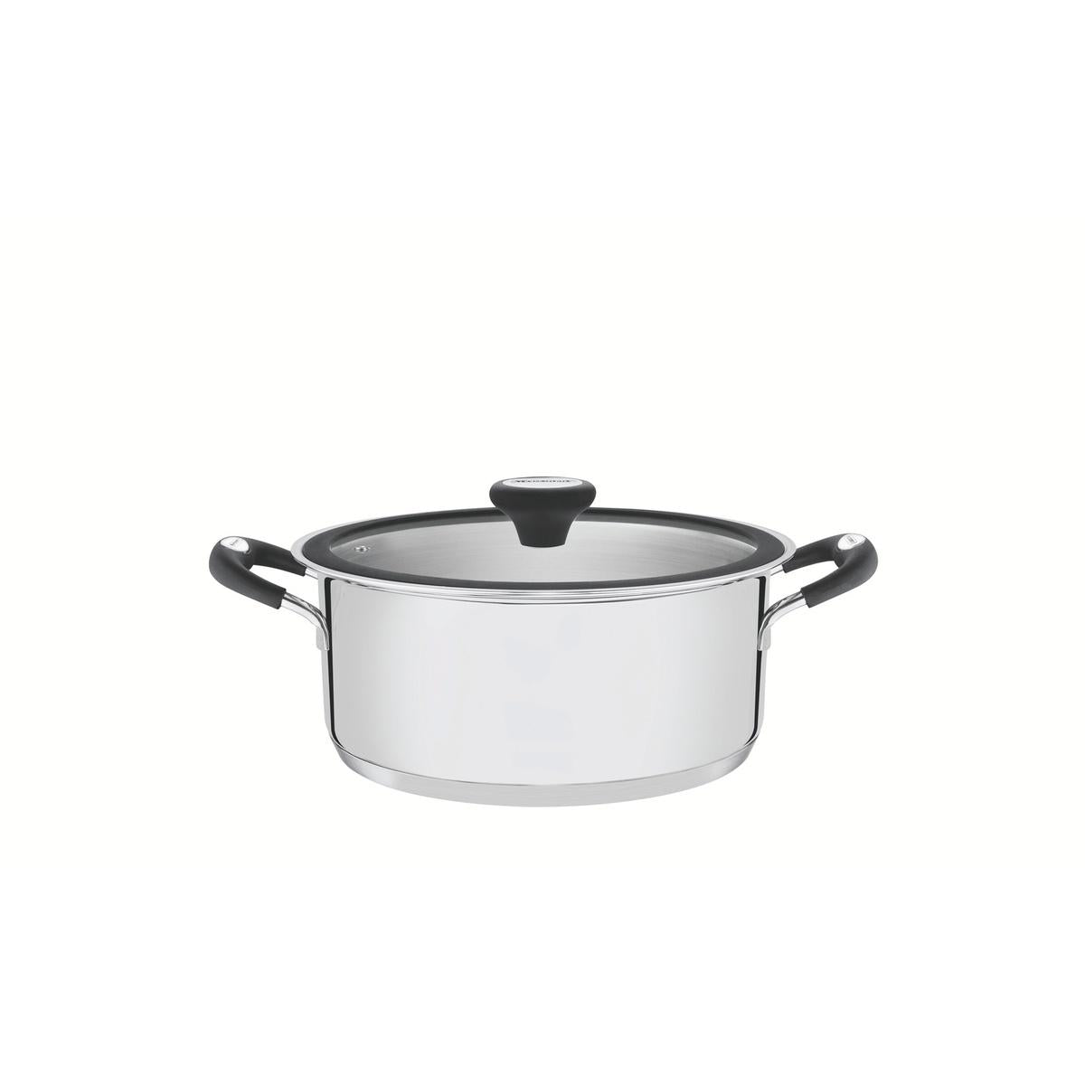 Caçarola Rasa Tramontina Solar Aço Inox Fundo Triplo 20 cm 2,9 L Silicone Indução
