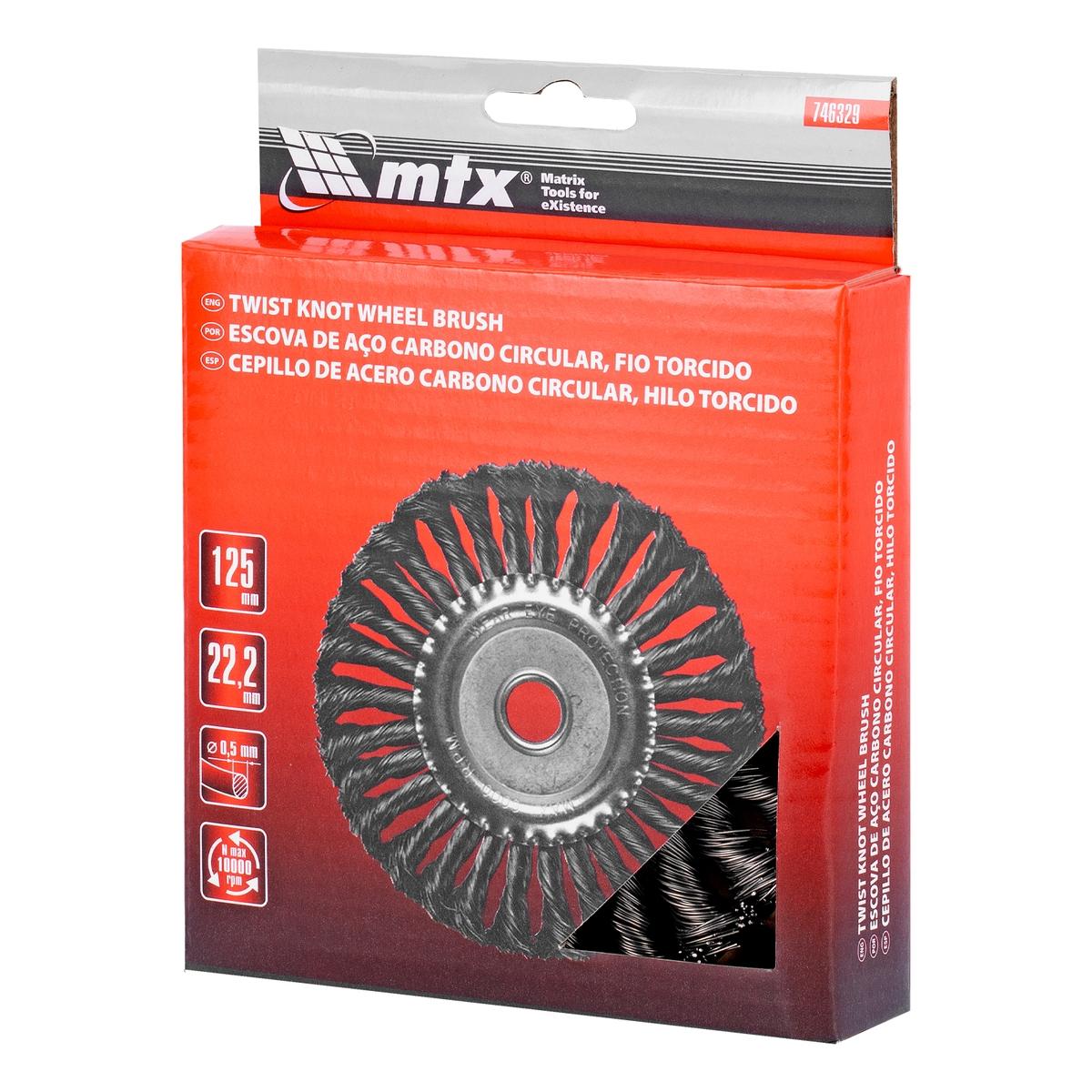 Escova Circular Para Esmerilhadeira Aço Carbono 125mm 22.2mm 0.5mm MTX 746329 Galvanizada