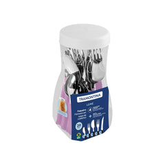 Faqueiro Tramontina Leme 20 Peças Aço Inox E Cabos Polipropileno Lavanda Resistente Kit Completo