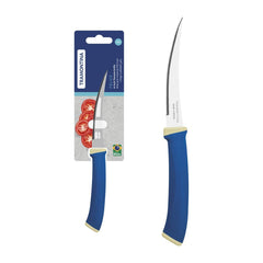 Faca Para Tomate Tramontina Felice 4 Polegadas Aço Inox E Cabo Polipropileno Azul Microsserrilhada