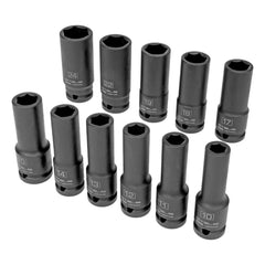 Jogo de Soquete Sextavado Longo 1/2' Impacto 10-24mm 11 Peças CrMo Stels