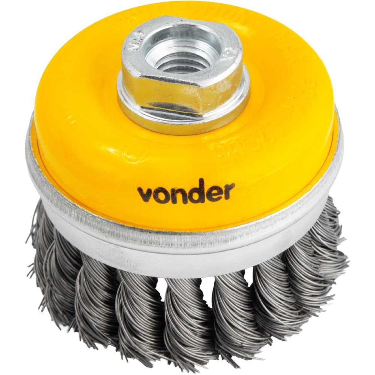Escova Copo 3'' Rosca M14 12500Rpm Aço Carbono Torcido Vonder