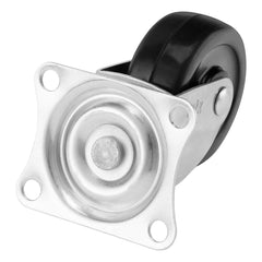 Rodízio Giratório 50 mm Borracha Preta Sem Freio 27 Kg Com Suporte Plataforma MTX