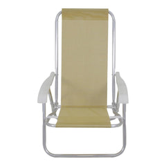 Cadeira Lazy Reclinável 4 Posições Alumínio Bege Bel Ideal Praia Camping