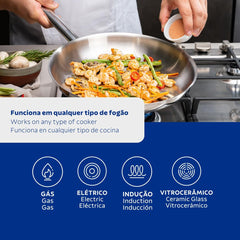 Frigideira Tramontina Professional Rasa Aço Inox Fundo Triplo 20 cm 1,1 L Indução