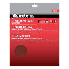 Folha de Lixa para Metal P120 230x280mm 10 Peças MTX 7561055 Base de Papel