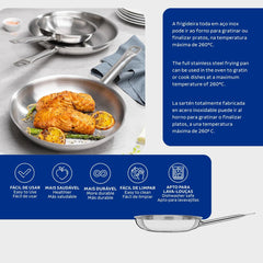 Frigideira Tramontina Professional Rasa Aço Inox Fundo Triplo 20 cm 1,1 L Indução