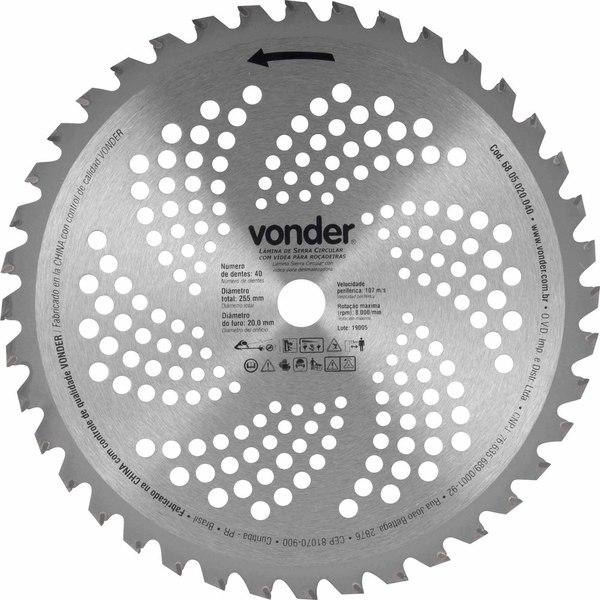 Lâmina Circular p/ Roçadeira c/ Videa 255x20,0x40  Vonder