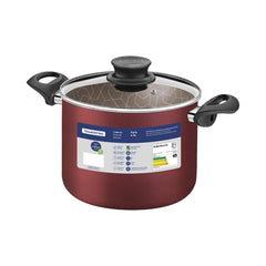 Caldeirão Tramontina Paris Antiaderente Starflon Max 22 cm 5,7 Litros Vermelho Com Tampa De Vidro