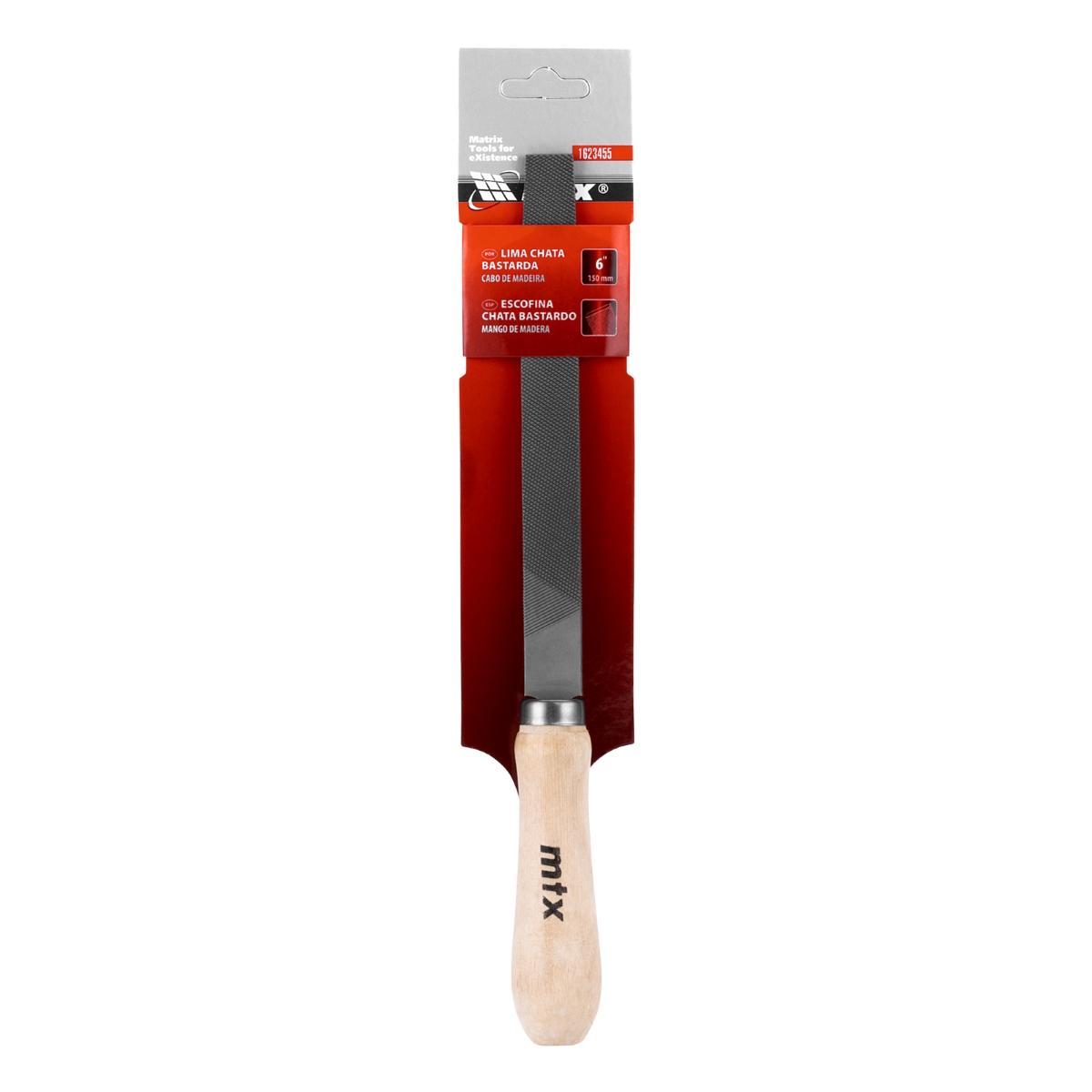 Lima Chata Bastarda 6Pol 150mm Cabo Madeira Aço Carbono MTX 1623455 - Guimepa