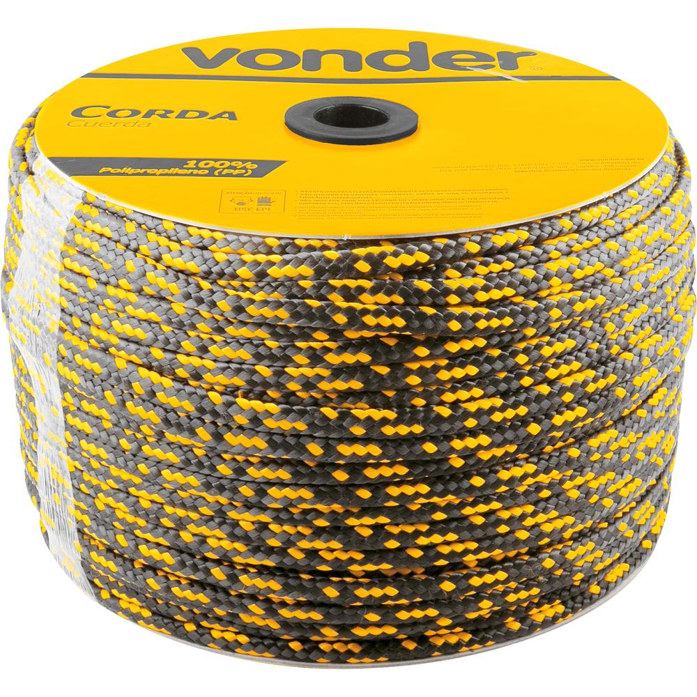 Corda Multifilamento Trançada 12x140M Preta e Amarela Vonder