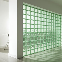 Tijolo de Vidro 19 x 19 x 8 cm Cloudy S-Color Verde 06 Unidades Tradestar