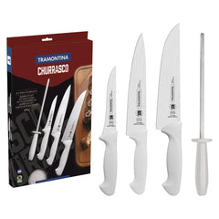 Jogo De Facas Para Churrasco Tramontina 4 Peças Aço Inox E Cabo Polipropileno