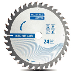 Disco de Corte 7.1/4 24 Dentes 184 mm 20 mm Furo Anel Redutor 16 mm Tramontina Master