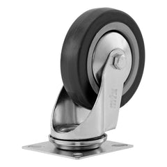 Rodízio De Borracha Cinza Com Pvc Giratório Sem Freio 4'' 100mm 55kg Galvanizado Mtx 6871555