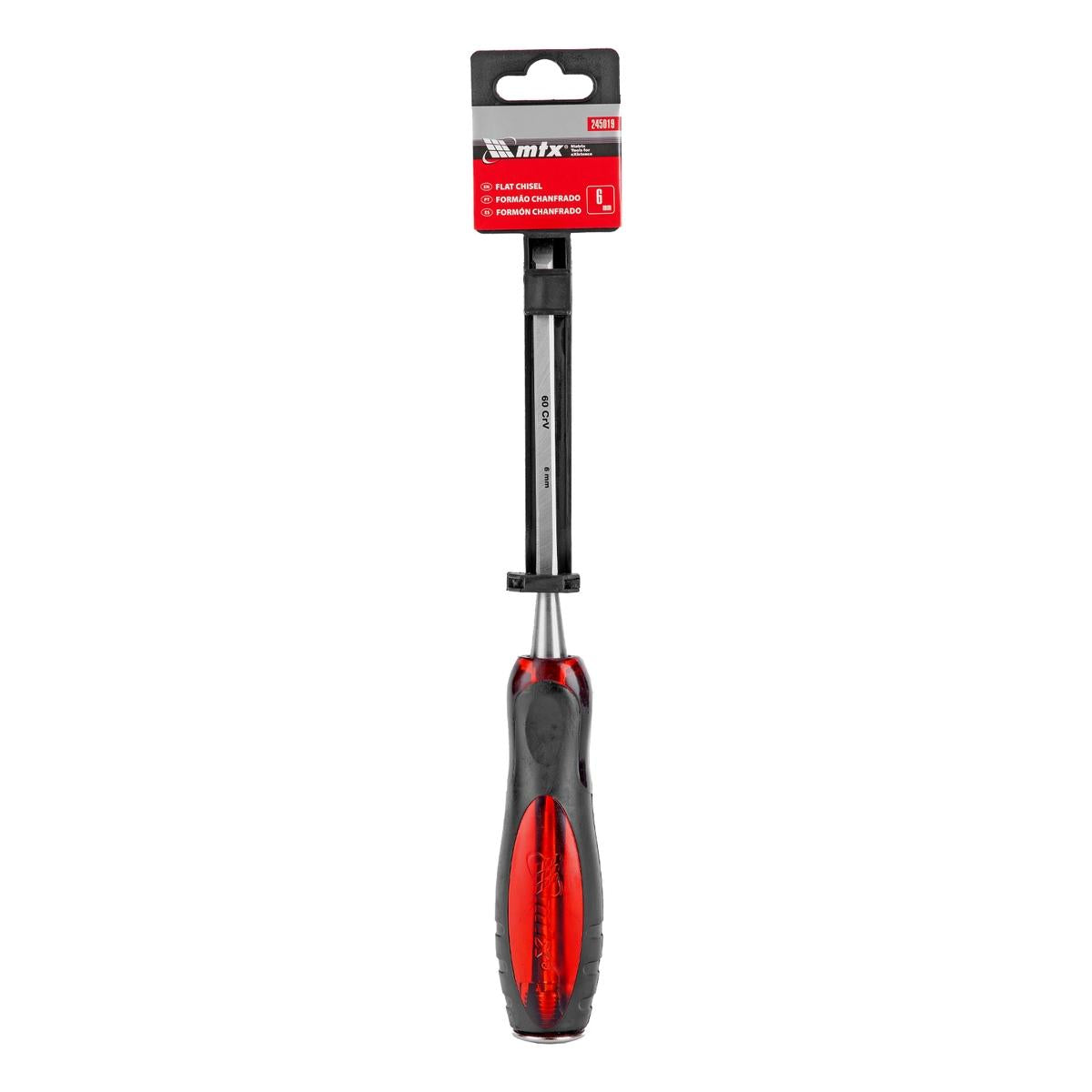 Formão Chanfrado Cabo Emborrachado Encaixe 1/4'' 6mm Aço Cromo-Vanádio MTX 245019