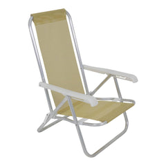 Cadeira Lazy Reclinável 4 Posições Alumínio Bege Bel Ideal Praia Camping