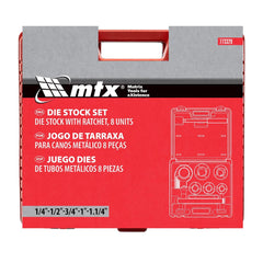Jogo de Tarraxa Rosca Porta Cossinete com Catraca 1/4'' 1.1/4'' 8 Peças MTX 773329