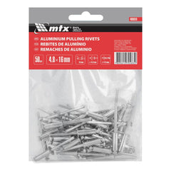 Rebite de Repuxo 4,8 x 16mm 50 Unidades MTX Aço Galvanizado Resistente à Corrosão