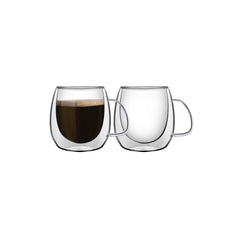 Conjunto 2 Xícaras Tramontina Vidro Duplo 100ml Café Térmico Design Moderno Elegante Gourmet