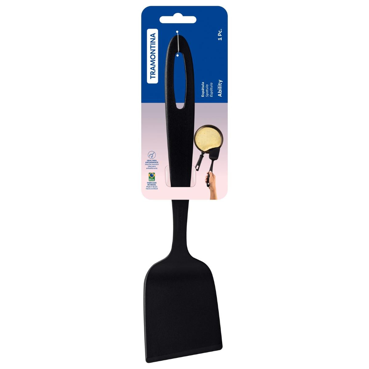 Espátula Reta Nylon Tramontina Ability Resistente Até 180 Graus Antiaderente Utensílio Cozinha Preto