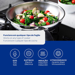 Frigideira Tramontina Solar Silicone 20 Cm 1,3 L Aço Inox Fundo Triplo Indução