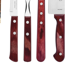 Kit Para Churrasco Tramontina 14 Peças Aço Inox Polywood Vermelho Lâmina Resistente Facas E Garfos