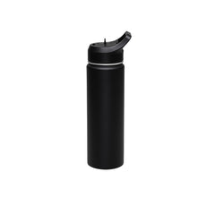 Garrafa Térmica Tramontina 650 Ml Aço Revestido Preto Com Canudo E Parede Dupla