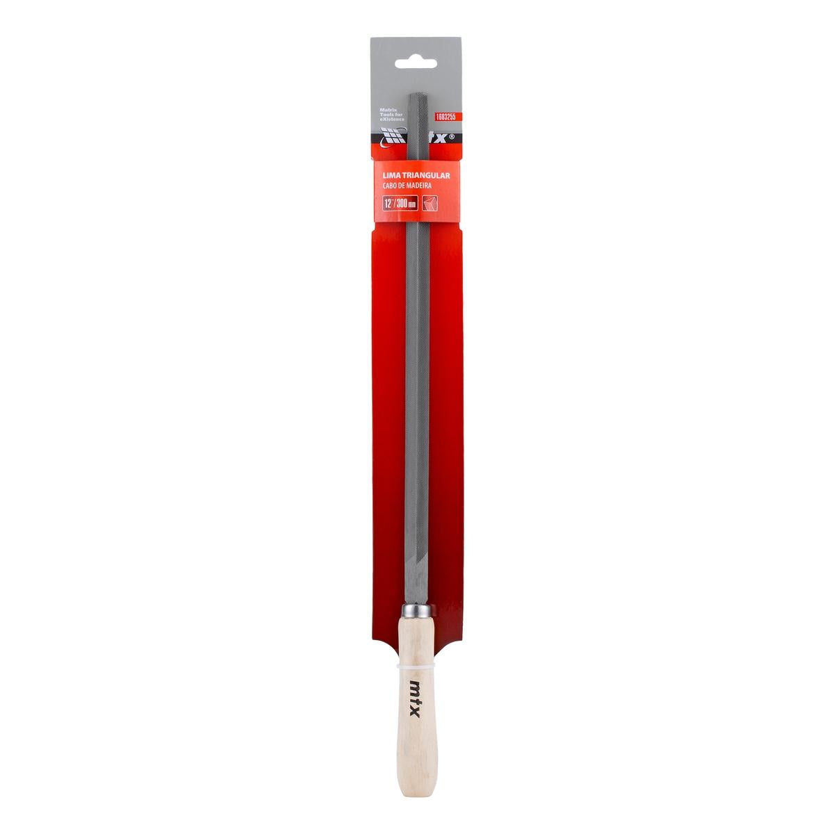 Lima Triangular Murca 12'' 300mm Aço Carbono Cabo Madeira MTX 1603255 Polimento Intermediário