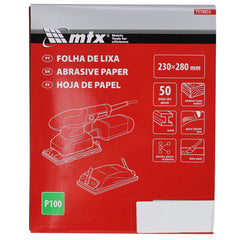 Folha De Lixa Costado Papel 230x280mm Grão 100 50 Peças Para Madeira E Metal